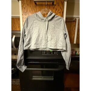 Gymshark‎ Grey Cropped Hoodie Sweatshirt Athletic Workout Athleisure Size M